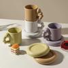 Tazza da Caffè Creativa in Ceramica con Sottobicchiere Arredamento per la Casa Nordico Arte Fatta a Mano Sottobicchiere per Tazza da Tè Regali Personalizzati
