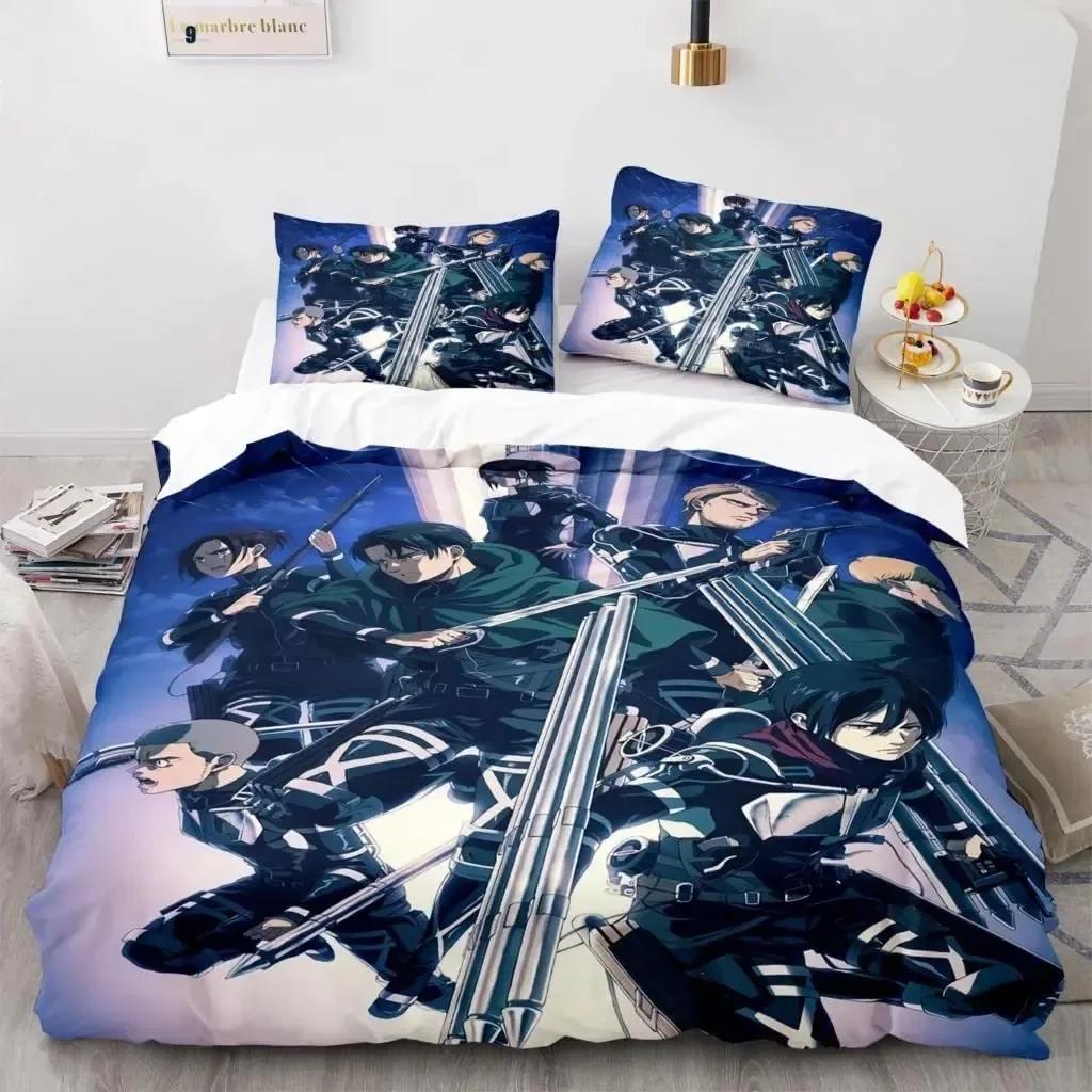 Anime Attack On Titan 3D Printed Bedding Set Duvet Cover Pillowcase Freedom Wings Bedclothes for Boys Kids Twin Single Full Size