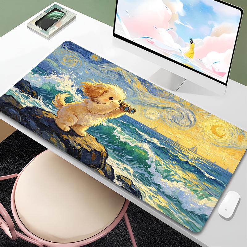 Mouse Mats Artistic Style Cartoon Desk Mat Large Gaming Accessories Natural Rubber Mouse Pad Cute Dog Mousepad Non-Slip Carpet