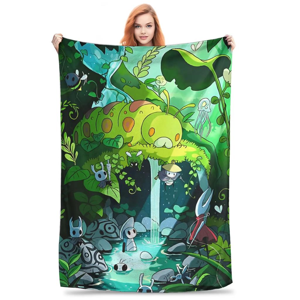Hollow Knight Flanell Überwurfdecke Weich Gemütlich Winter Tagesdecke Für Kinder Erwachsene Couch Sessel Street Trend Schlafsofa Abdeckung