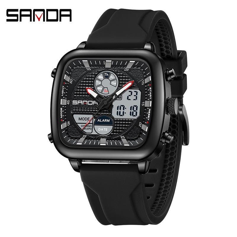 SANDA Multifunctional Square Quartz Electronic Watch for Students - Timer & Casual Wear, Trending Hot Seller.