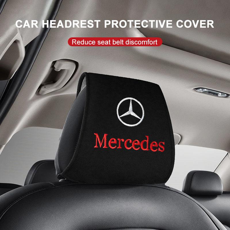 1/2pcs Car Accessories Seat Headrest Protective Covers For Mercedes-Benz AMG C500 C200 C300 A B C E GLA CLA GLK GL ML GLE W204 W205 W203 W211 W212