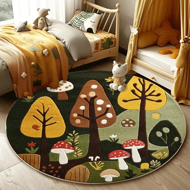 Waldmuster Teppich Wohnzimmer Schön Rund Schlafzimmer Dekorativ Waschbar Kinder Bodenmatte Arbeitszimmer Teppich Heimdekoration Teppiche