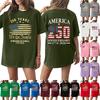 T-shirt Casual da Donna Stampata per il Giorno dell'Indipendenza 250° Anniversario Girocollo Maglione Manica Corta Top