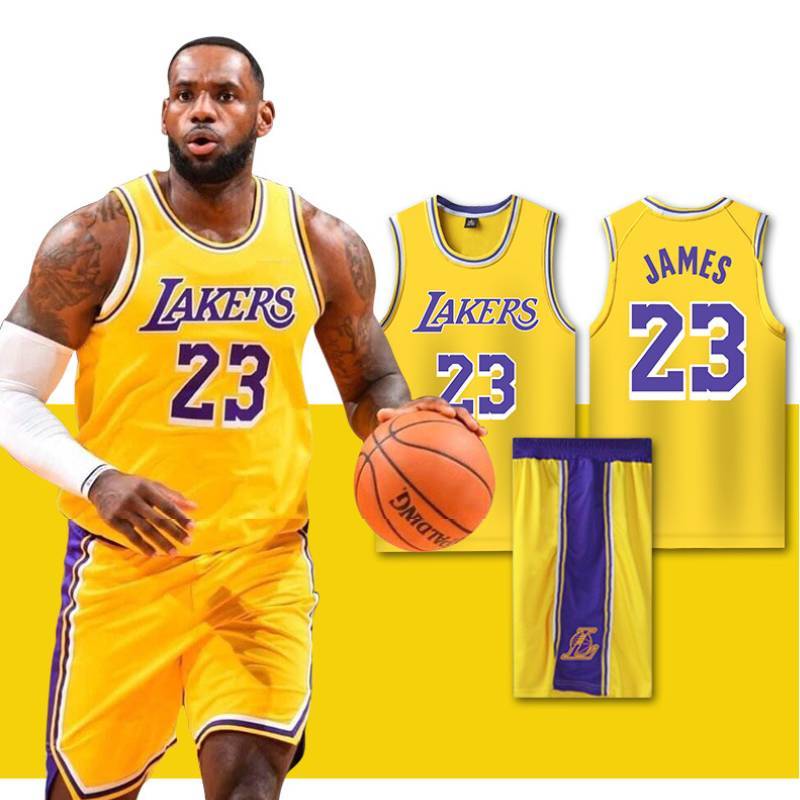 Set Maglia da Basket Lakers Lebron James con Tessuto ad Asciugatura Rapida per Bambini e Adulti