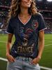 2026 New Women's France 3D Printed Football Jersey Family Matching T-shirt Suitable for Daily and Training Wear Quick Drying