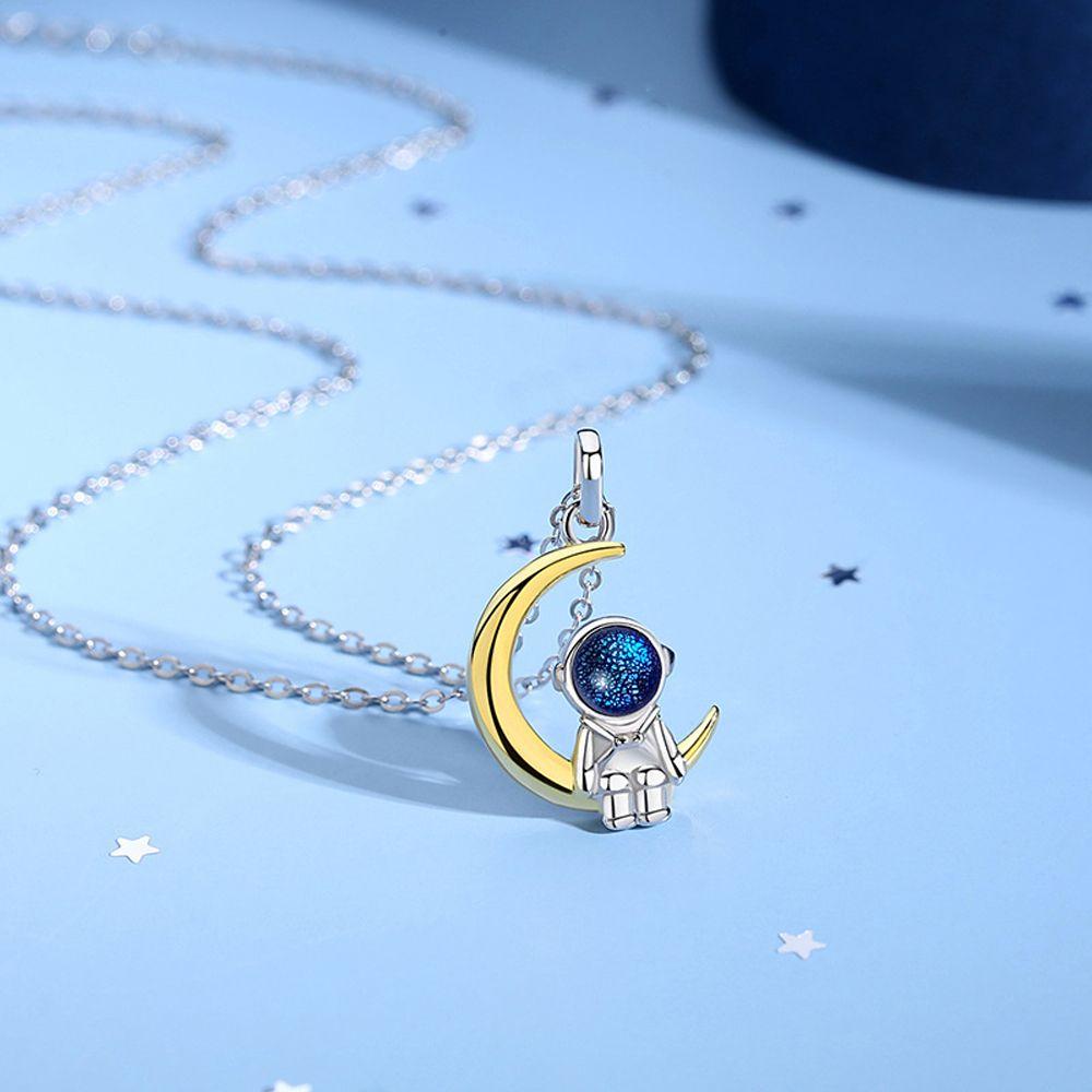 Friendship Star Moon Pendant Lovers Spaceman Couples Necklace Korean Style Choker Fashion Jewelry