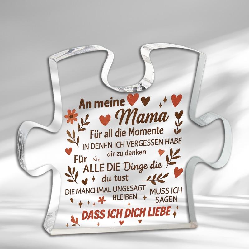 2D Flach, Deutsche Mama Puzzle-förmige Acryl Schreibtischdekoration Plakette, Heimdekor Plakette Wandkunst Dekorative Gartendekoration für Zimmer Türschild