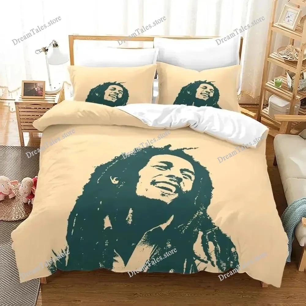 Music Legends Jamaica Singer Bob Marley Style Duvet Cover Pillow Case Bedding Set Quilt Cover Double Bed Home Textile