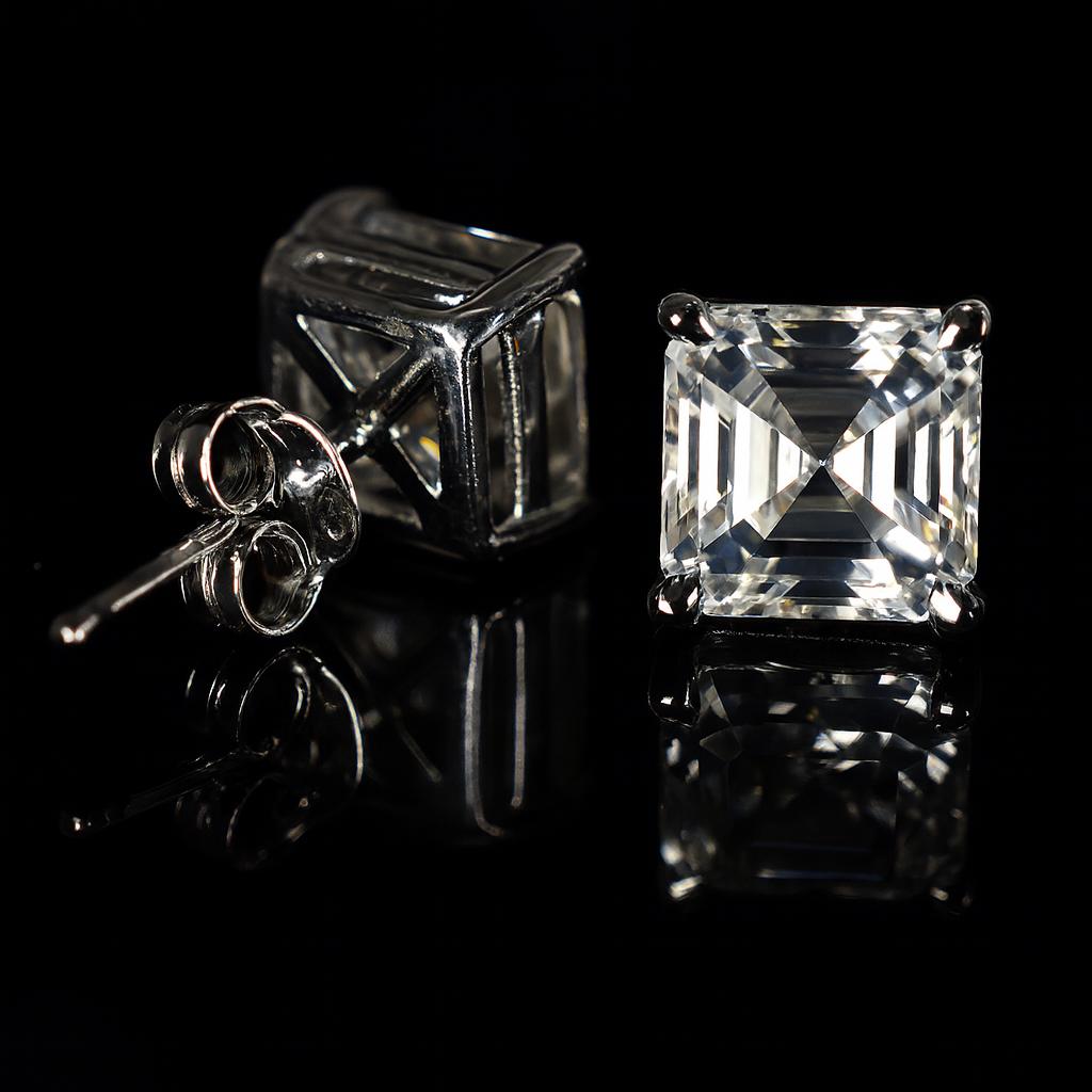 Synthetic White Moissanite Earring 15 Ct Square Cut Pair Gemstone Jewelry Gift