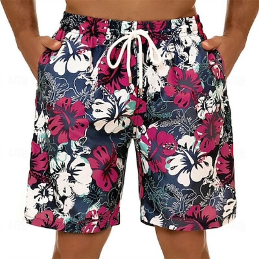 Men's Swimming Shorts Mid Waist Streetwear Hawaiian Bohemian Casual Daily Drawstring Designer Clothing