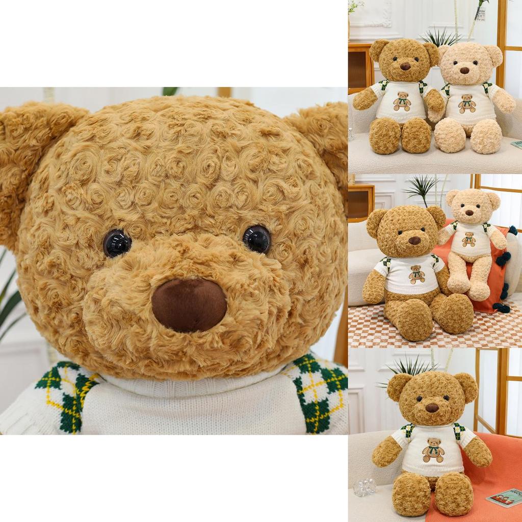 Plush Teddy Bear Toy With Rose Velvet Fabric For Bedroom Decor And Gift Giving