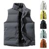 Men's Solid-color Casual Workwear Vest, Men's And Women's Zipper Stand-up Collar Thickened Warm Vest Jacket.