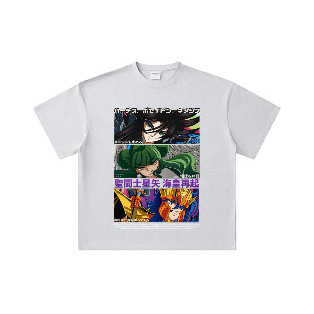 260 GSM Double Yarn 32 Count 100% Cotton Saint Seiya V3 Rerise of Poseidon Print Unisex Heavy Cotton T Shirt… More