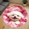 1pc Dog Flowers Round Chair Mat Area Rug - Non-Slip, Floor Mat for Office, Bedroom, and Indoor Decor C1125130