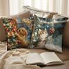 1Pc Christmas Tree And Cute Animals Christmas Printed Pillowcase Sofa Room Cushion Cover Home Decoration New Year Gift