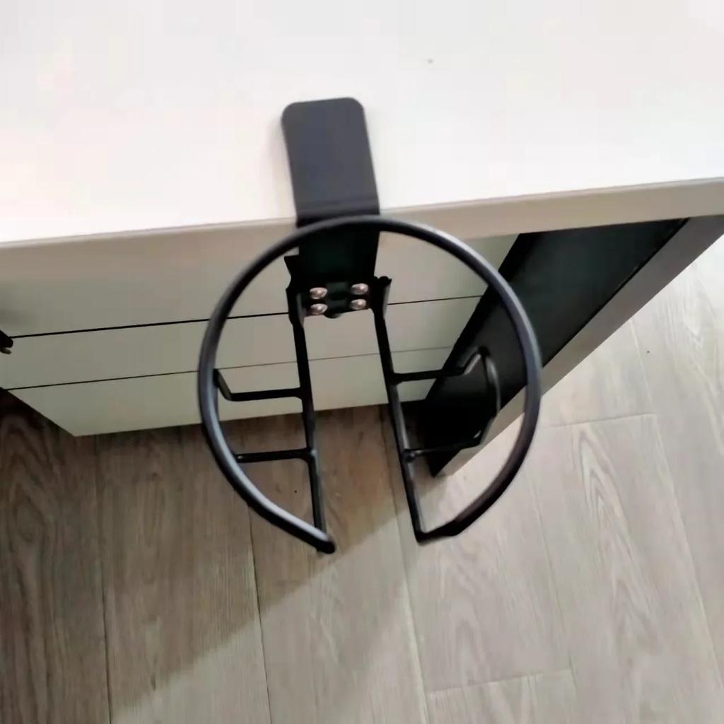 Home Clip On Table Cup Holder Vertical Horizontal Mount Anti Spill Office Desktop Mug Rack Metal Clamp Water Bottle Storage Tray