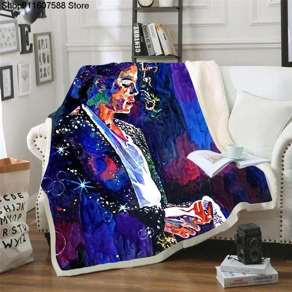 Michael Jackson 3D-printat fleecetäcke för sängar Tjockt täcke Modeöverkast Sherpa-pläd Vuxna Barn Tonåringar 100x150cm