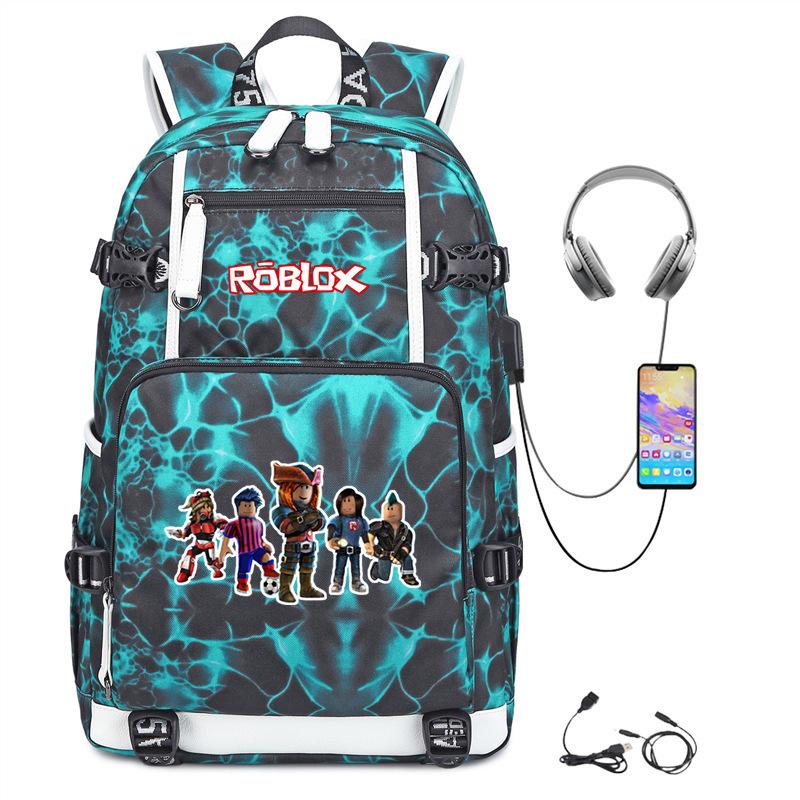 Cartoon Game USB Backpack Large Capacity Hiking Bag College Student Outdoor Travel Casual Daypack