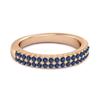 Blue Sapphire Double Row Eternity Band Ring - 925 Sterling Silver Rose Gold Vermeil