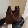 Vintage Trendige Damen Tasche Herbst Wildleder Umhängetasche Große Kapazität Einfarbig Einfach Lässig Pendler Taschen Retro Handtaschen