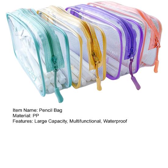 Transparent Pencil Case with Zipper Large Capacity Waterproof Pen Pouch Organizer Office Supplies School Students Stationery Bag