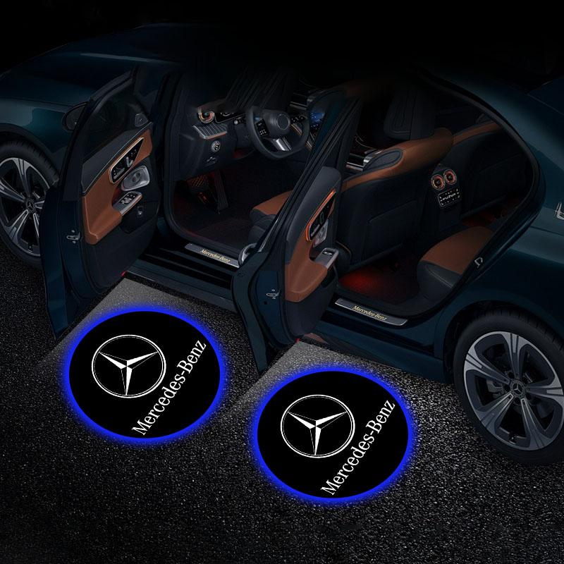 2pcs/Set HD Led Welcome Light Car Door Projector Lamps Car Accessories For Mercedes Benz C63 W117 Cla45 W205 W212 E63 W207 W176 A45 X156 Gla45 AMG