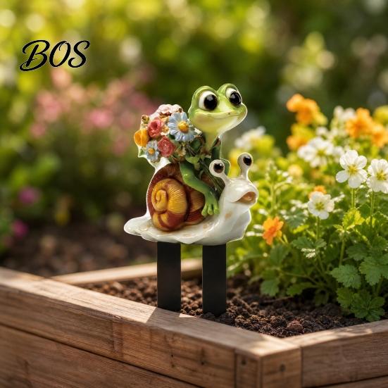 UV Printed Garden Art Cartoon Frog Stake, 2D Acrylic Cute Decoration, Waterproof 3D Effect Stake Outdoor Yard for Lawn Flower Bed Planter Decor