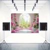 Romantic Flower Room Backdrop Pink Rose and Window Background for Wedding Photoshoot