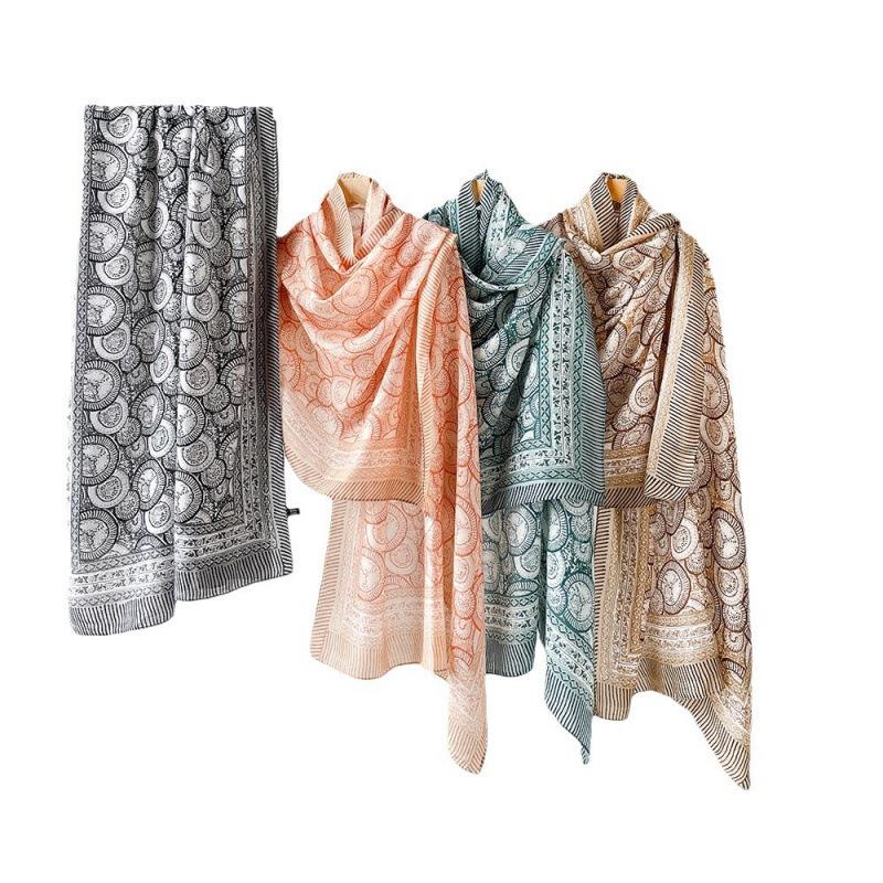 185 * 85cm Summer Women'S New Medium To Long Scarf Shawl Breathable Sunscreen Fashionable Versatile Premium Silk Scarf