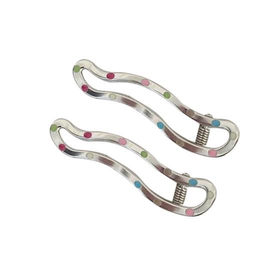 1 Pair Girl Hairpin Dot Print Wave Hearts Geometric Design Metal Hair Clips Side Bang Hair Pins Commuting Hair Accessories