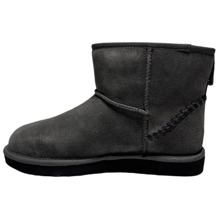 UGG Mini Cizme de Zăpadă Calde Versatile Slip-On din Piele de Oaie Clasică Bărbați Cărbune 1115565-CHRC