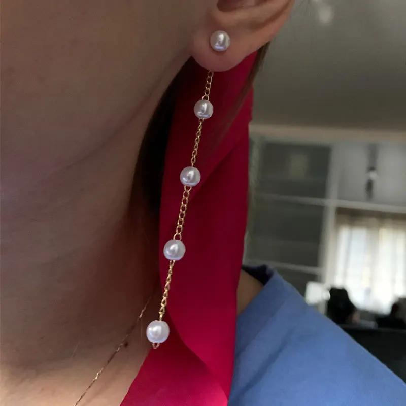 Modische lange Perlenohrringe für Damen, niedliche koreanische Kristall-Strass-Ketten-Hängeohrringe, Brautschmuck für Hochzeitsfeiern, Geschenke 2024