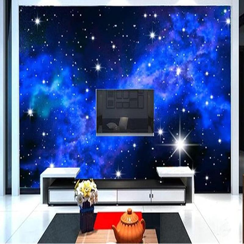 Universe Starry Sky Ceiling Wall Mural 3d Blue Galaxy Wallpaper For Living Room Bedroom Wall Painting Home Decor