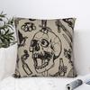Pillow Cover Black Grey Skull Face Día De Los Muertos Kawaii Pillow Case For Sofa Bedroom Home Decor Pillowcases