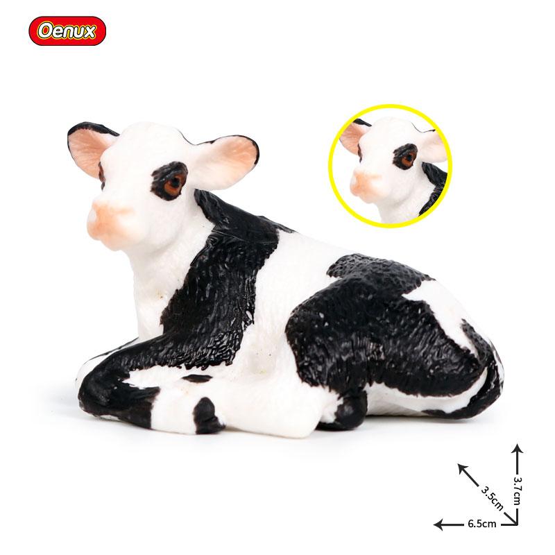 Oenux Simulation Cute Farm Animals Milk Cow Cattle Calf Angus Bull OX Buffalo Model Action Figures Educational Cute Toy Kid Gift
