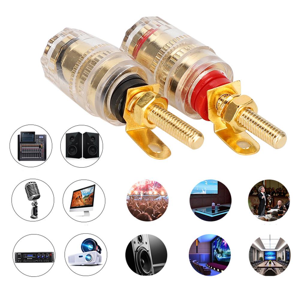 Banana Socket Gold Plated Binding Post Nut Plug Connector Speaker Jack Adapter