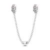 Safety Chain Clasp Clip Charms 925 Silver Love Bow Star Moon Snowflake Safety Chain Fit Bracelet DIY Jewelry