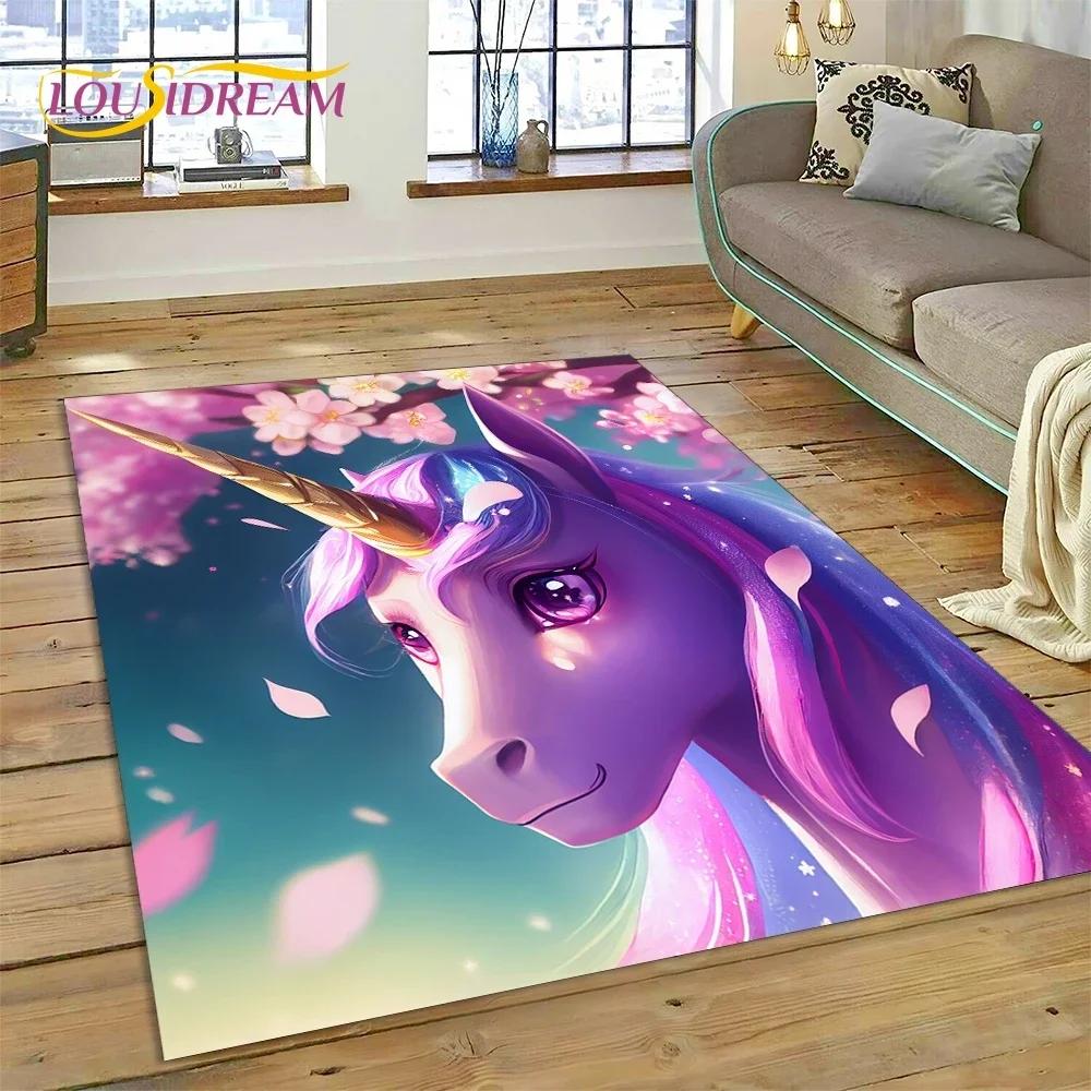 3D Söt Dröm Enhörning Tecknad Flicka Mat Matta för Sovrum Vardagsrum Hem Soffa Dekoration, Barnlek Stor Dekor Golvmatta
