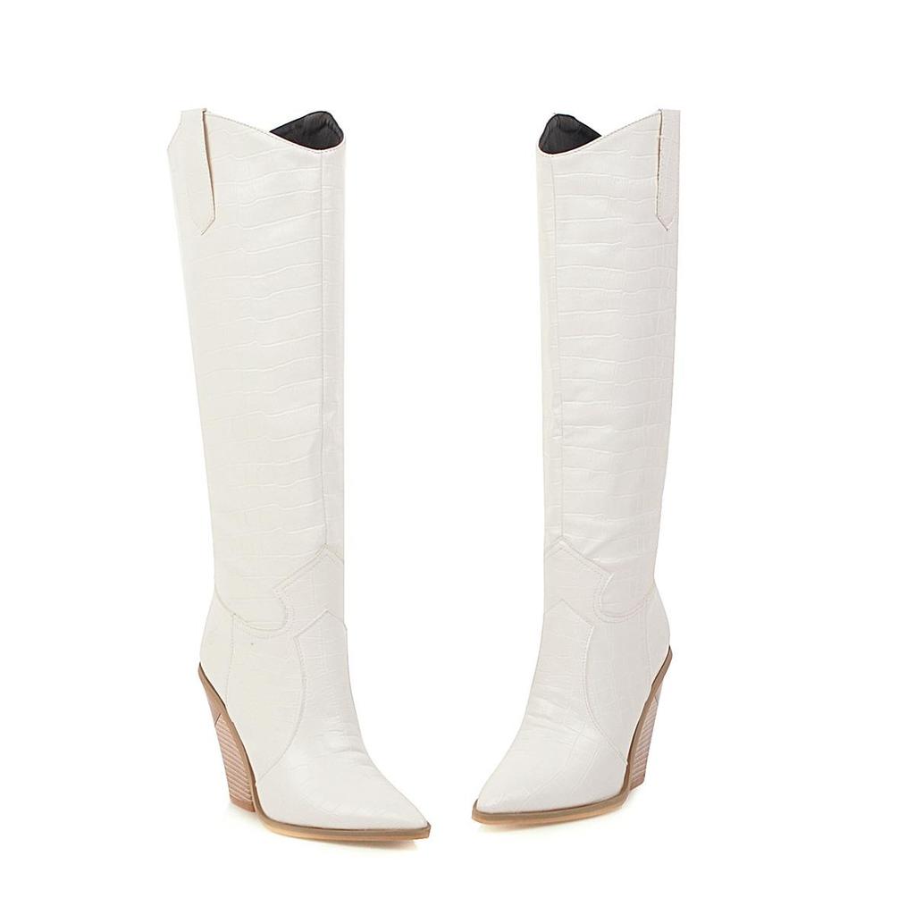 Women's High Heel Boots Fashion Solid Color Pointed Thick Heel Large Versatile Martin Boots