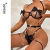 Nouvelle Lingerie Érotique Set Porte-Jarretelles Chaîne Métallique String Soutien-gorge à Armatures avec Nœud Ensemble pour Femmes Ouverture Tentation Sexy Dos Nu à Bretelles Sous-vêtements Ensembles Porno