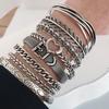 100% Solid 925 Silver Metal Bracelet for Women Vintage Handmade Simple Retro Chain Heart Bracelet Birthday Gift Party