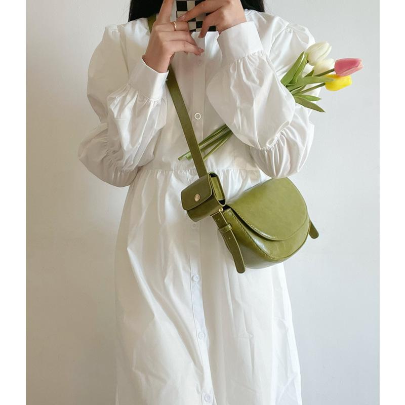 New Green PU Leather Crossbody Bags Fashion Women's Shoulder Bags Small Flap Handbags with Purses Ladies Commuter Retro Bags