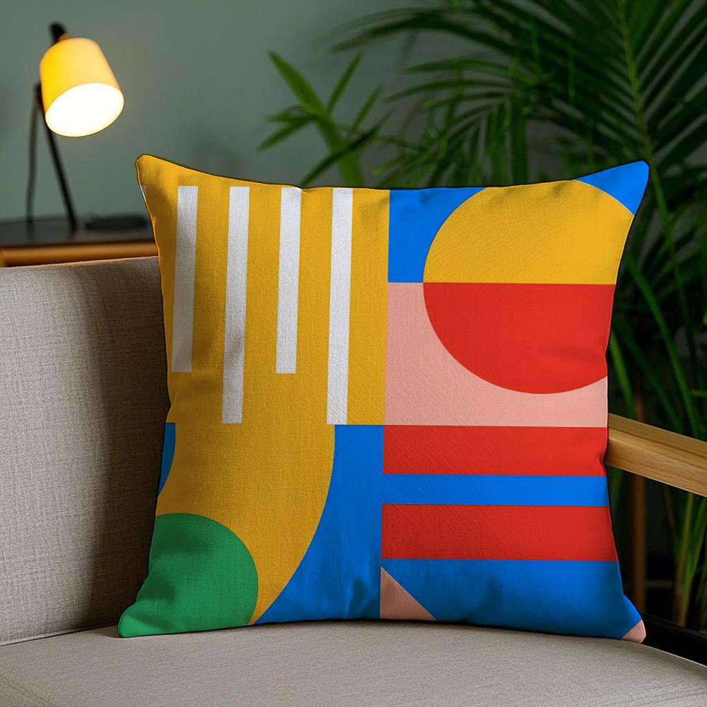 Geometric Patterns Cushion Cover Soft Short Plush Double-Sided Printing Home Decor Machine Washable Pillow Case Gift