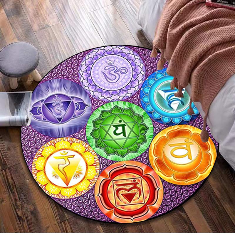 1 Stück Lotus Meditationskreis-Druckteppich - Heimdekoration Teppich für Wohnzimmer Schlafzimmer Bodenbelag Computerstuhl Bereichsteppich