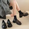 Mary Jane Dames Schoenen Platform Britse Stijl Kleine Leren Schoenen Lente Nieuw Eén-pedaal Leren Loafers