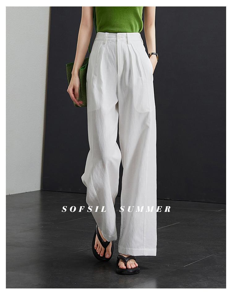 Lyocell linen casual wide leg pants for women in summer 2025, thin, fashionable, loose, versatile, slimming and floor length pants