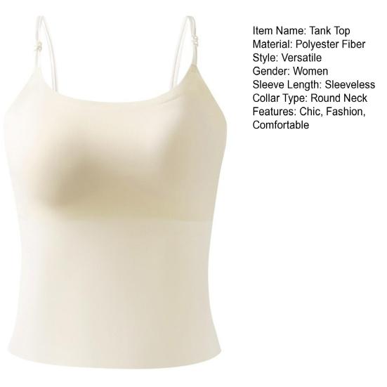 Women's Tank Tops with Built-in Bra Padded Sleeveless Spaghetti Strap Camisole Tops Double Lined Summer Going Out Basic Cami Shirts