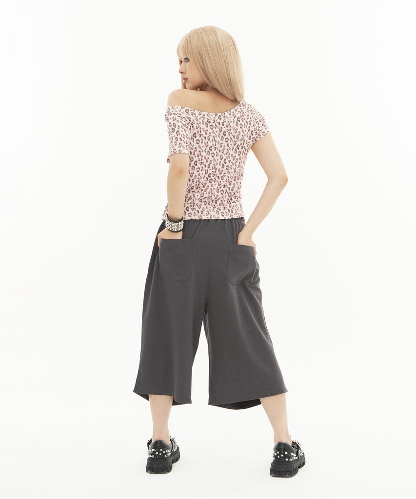 SETUP-EXE Baby Wide Neck Top / Leopard Pink