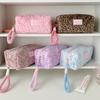 Plush Makeup Bags With Handle Soft Travel Cosmetic Storage Bag Portable Love Print Organizer Pencil Case Cute Clutch Pouch